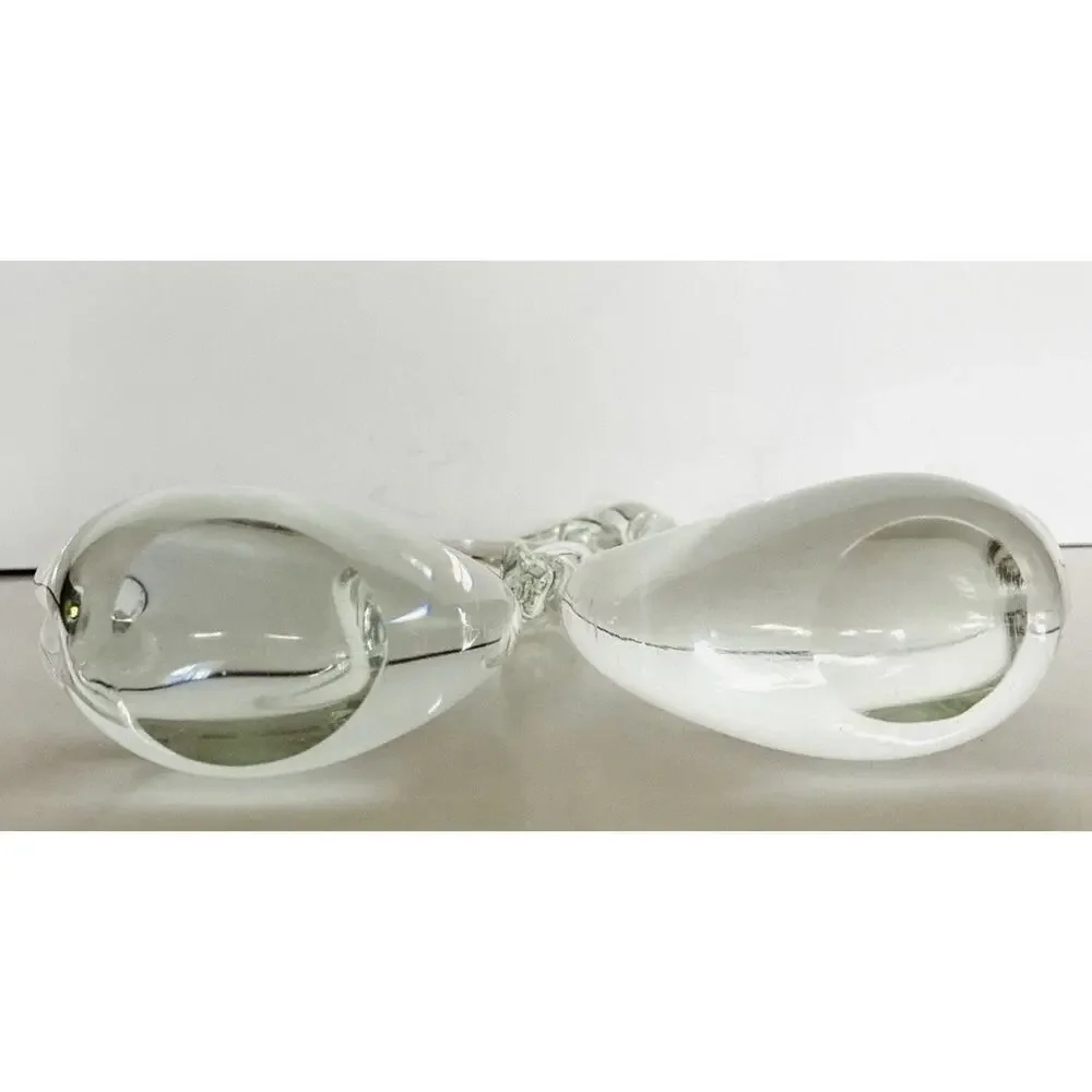 Vintage MCM Pair of Clear Hand Blown Glass Swans Smooth Pontil Quality Versatile